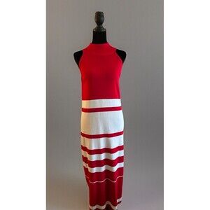 Say What? red and white Stripe halter neck maxi dress Size XL